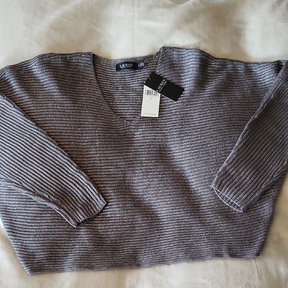 Ralph Lauren silver shine sweater size L